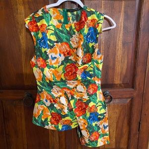 Zara Woman Sleeveless Floral Asymmetrical Top. XS
